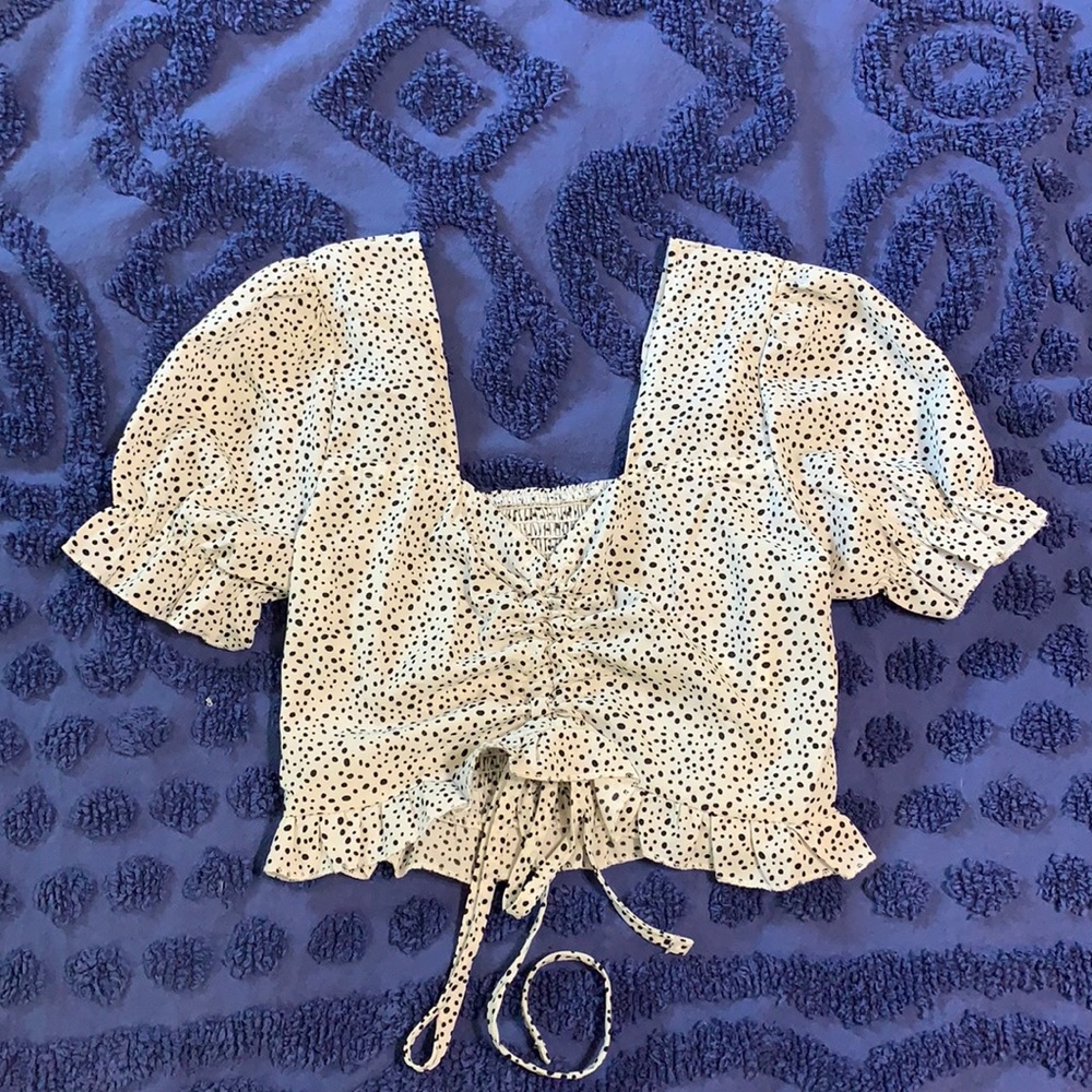 Poka Dot Front Ruched Top